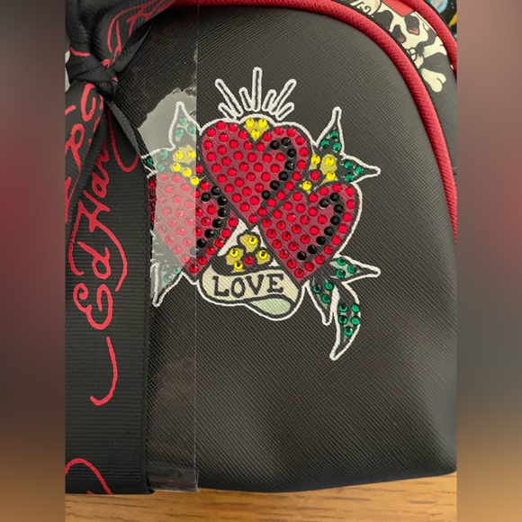 Ed Hardy Rhinestone Heart Cometic Bag Duo NWT - Picture 3 of 5